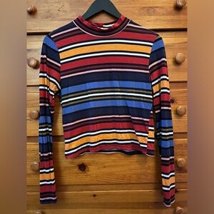 Long Sleeve Striped Undershirt Turtle Neck